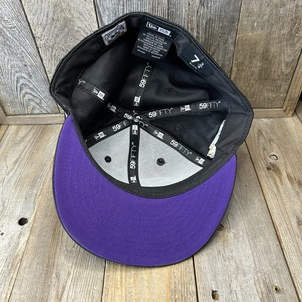 New Era Fresh Rags Tampa Bay Devil Rays Satin 59FIFTY Fitted Hat 7 3/4 Black Pin